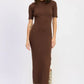 Ribbed Sweater Midi Dress with Slit - DAVERRI FASHIONS