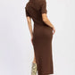 Ribbed Sweater Midi Dress with Slit - DAVERRI FASHIONS
