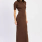 Ribbed Sweater Midi Dress with Slit - DAVERRI FASHIONS