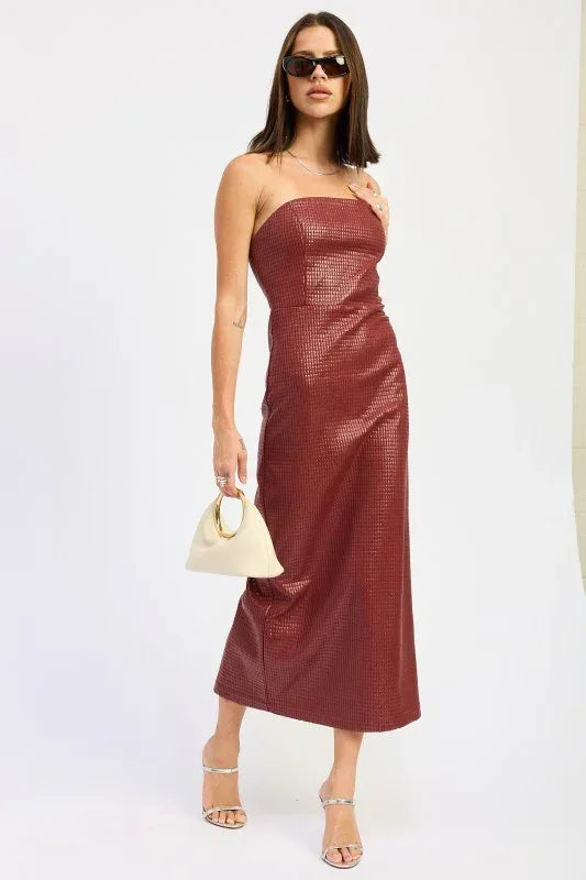 CHINTZ TEXTURED TUBE MIDI DRESS - DAVERRI FASHIONS