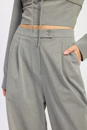 Pleated Wide Leg Trouser with Rhinestones | Pants Daverri Fashions
