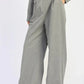 Pleated Wide Leg Trouser with Rhinestones - DAVERRI FASHIONS