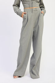 Pleated Wide Leg Trouser with Rhinestones | Pants Daverri Fashions