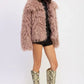SHAGGY FAUX FUR COAT WITH COLLAR - DAVERRI FASHIONS