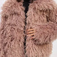 SHAGGY FAUX FUR COAT WITH COLLAR - DAVERRI FASHIONS