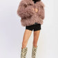 SHAGGY FAUX FUR COAT WITH COLLAR - DAVERRI FASHIONS