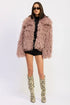 SHAGGY FAUX FUR COAT WITH COLLAR - DAVERRI FASHIONS