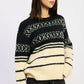 Fair Isle Striped Oversized Sweater - DAVERRI FASHIONS