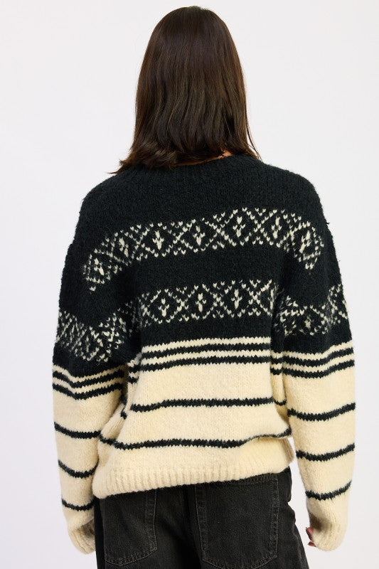 Fair Isle Striped Oversized Sweater | Sweaters Daverri Fashions
