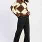 Two Tone Argyle Oversized Sweater - DAVERRI FASHIONS