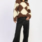 Two Tone Argyle Oversized Sweater - DAVERRI FASHIONS