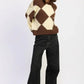 Two Tone Argyle Oversized Sweater - DAVERRI FASHIONS