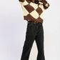 Two Tone Argyle Oversized Sweater - DAVERRI FASHIONS