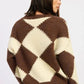 Two Tone Argyle Oversized Sweater - DAVERRI FASHIONS