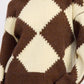 Two Tone Argyle Oversized Sweater - DAVERRI FASHIONS