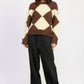Two Tone Argyle Oversized Sweater - DAVERRI FASHIONS