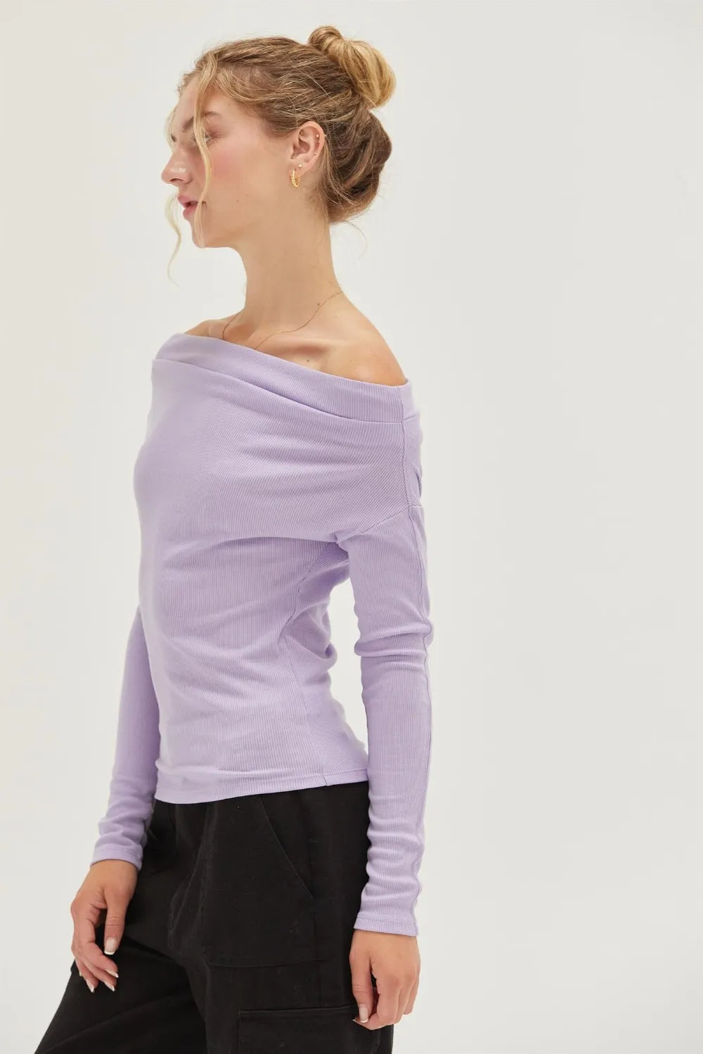 HYFVE Off Shoulder Ribbed Knit Top Tops