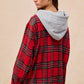 BiBi Brushed Plaid Hooded Jacket - DAVERRI FASHIONS
