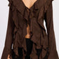 Tie Front Ruffled Top - DAVERRI FASHIONS