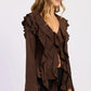 Tie Front Ruffled Top - DAVERRI FASHIONS