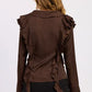 Tie Front Ruffled Top - DAVERRI FASHIONS