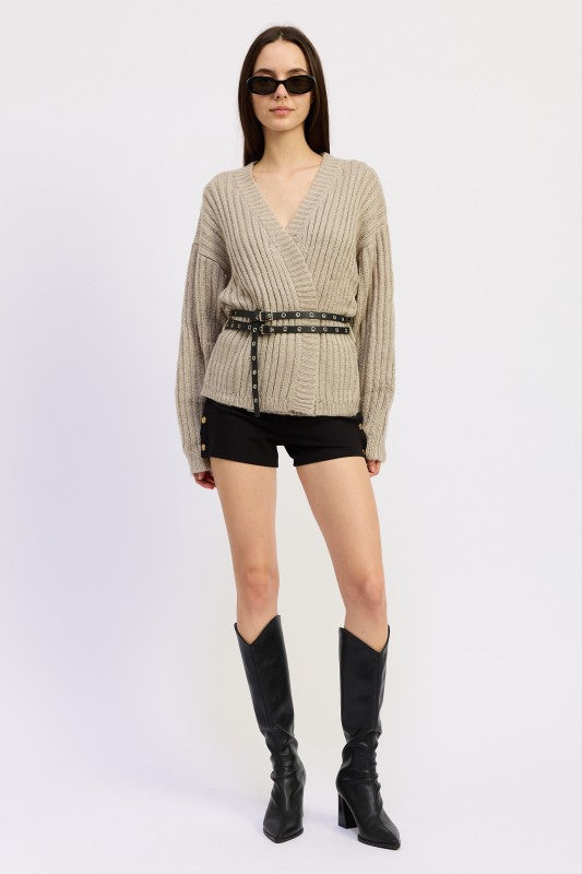 Wrapped Cardigan with Belt | Cardigans Daverri Fashions