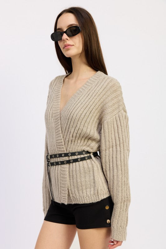 Wrapped Cardigan with Belt | Cardigans Daverri Fashions