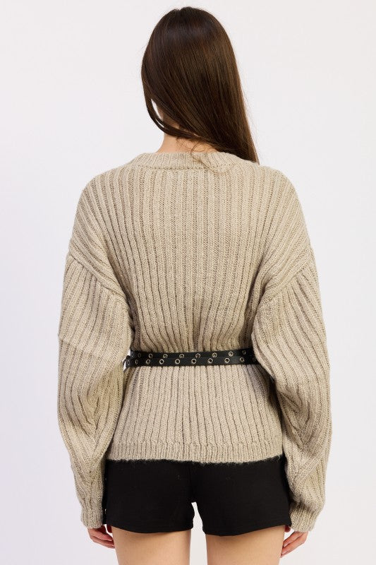 Wrapped Cardigan with Belt | Cardigans Daverri Fashions