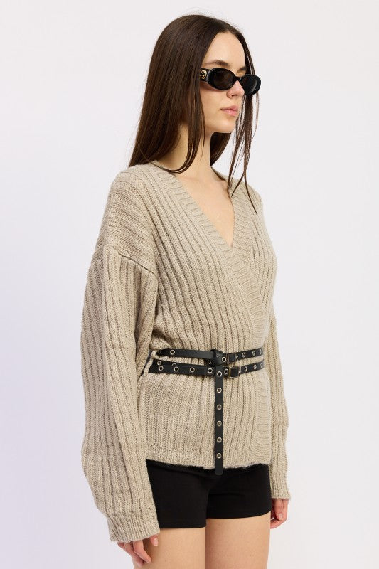 Wrapped Cardigan with Belt | Cardigans Daverri Fashions