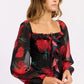 FLORAL LONG SLEEVE RUFFLED TOP - DAVERRI FASHIONS