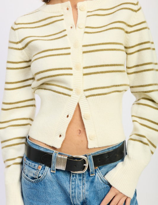 Button Down Striped Cardigan | Cardigans Daverri Fashions