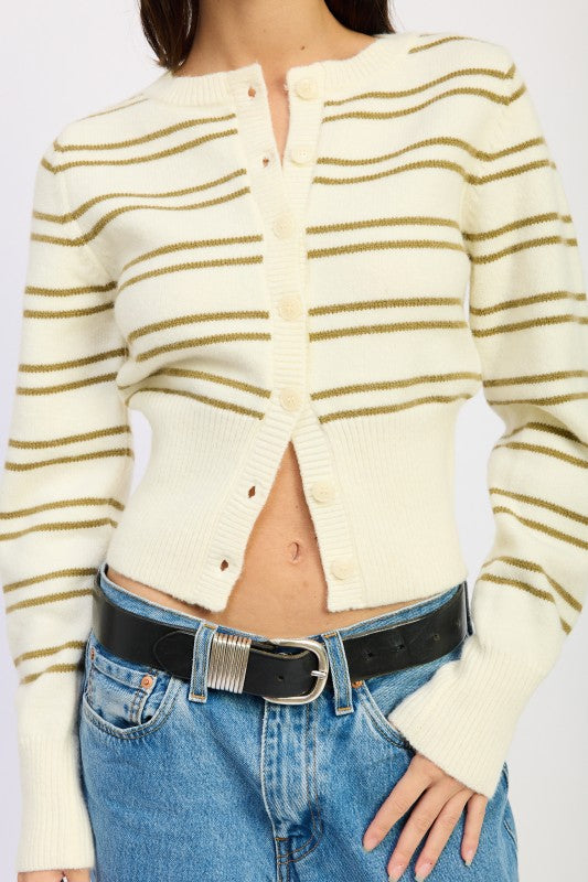 Button Down Striped Cardigan | Cardigans Daverri Fashions