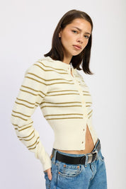 Button Down Striped Cardigan | Cardigans Daverri Fashions