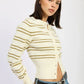 Button Down Striped Cardigan - DAVERRI FASHIONS