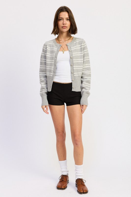 Button Down Striped Cardigan | Cardigans Daverri Fashions