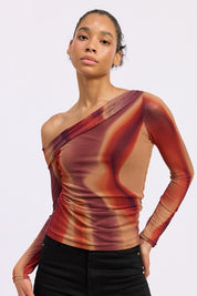 Asymmetrical Off Shoulder Mesh Top | Tops Daverri Fashions