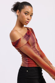 Asymmetrical Off Shoulder Mesh Top | Tops Daverri Fashions