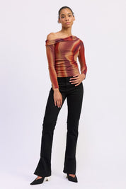 Asymmetrical Off Shoulder Mesh Top | Tops Daverri Fashions