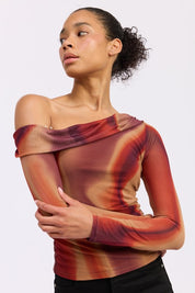 Asymmetrical Off Shoulder Mesh Top | Tops Daverri Fashions