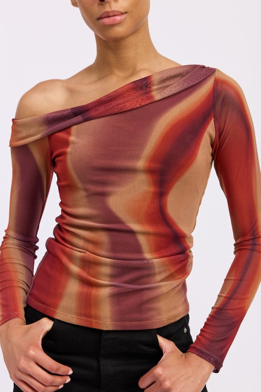 Asymmetrical Off Shoulder Mesh Top | Tops Daverri Fashions