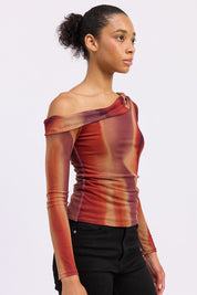 Asymmetrical Off Shoulder Mesh Top | Tops Daverri Fashions