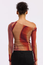 Asymmetrical Off Shoulder Mesh Top | Tops Daverri Fashions