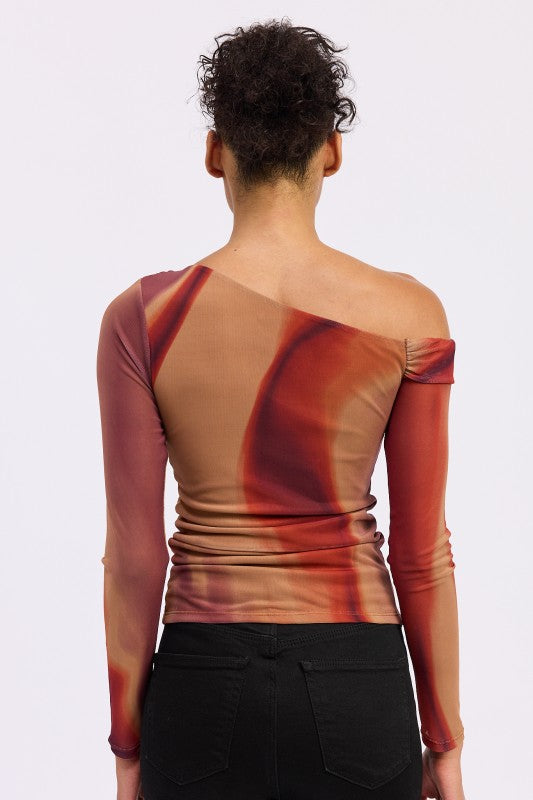Asymmetrical Off Shoulder Mesh Top | Tops Daverri Fashions