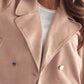 Daverri soft blush suede double-breasted blazer with gold buttons