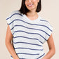 VERY J Striped Knit Sweater Vest Top White