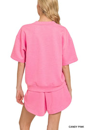Zenana Scuba Short Sleeve Top & Shorts Set | Loungewear Sets Daverri Fashions