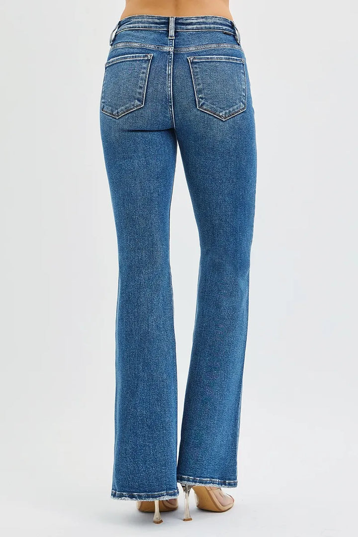 RISEN Full Size Tummy Control High Rise Flare Jeans Plus Size | Jeans Daverri Fashions