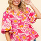 Haptics Full Size Frill Floral Puff Sleeve Blouse Blouses