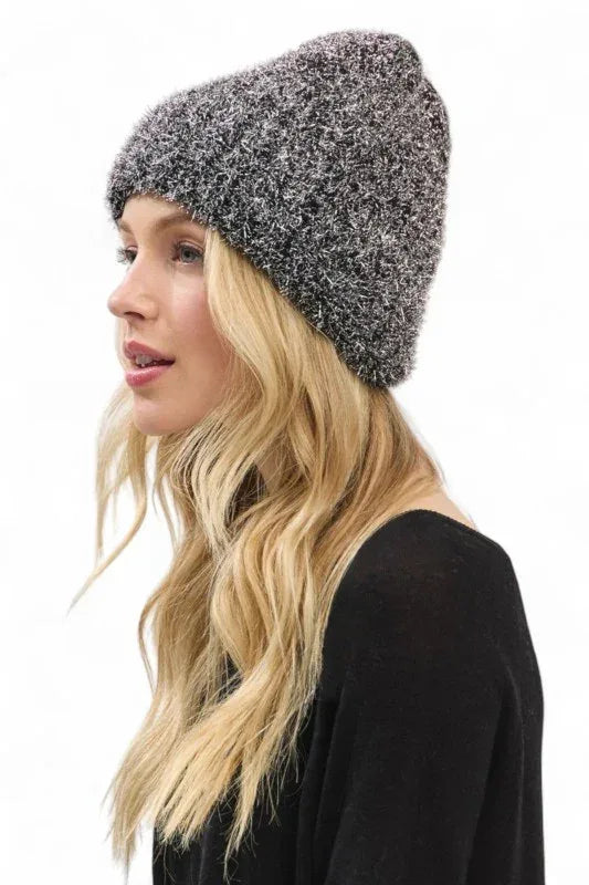 Lurex Fuzzy Winter Beanie - DAVERRI FASHIONS