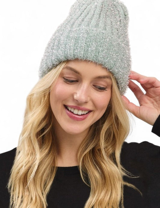 Mint O S Lurex Fuzzy Winter Beanie | Daverri Fashions